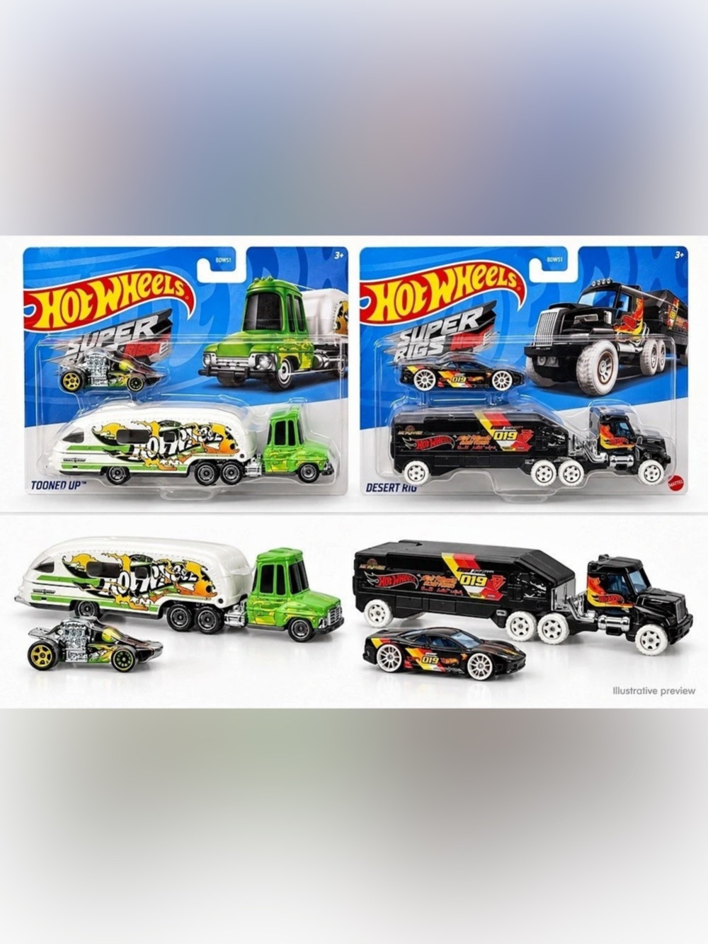 Hot Wheels Super Rigs Toy Vehicle Sets Green & Black NWT